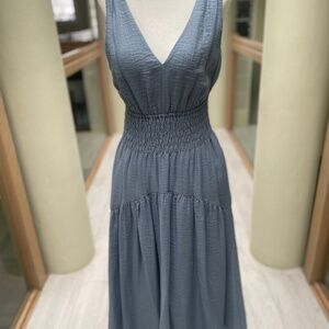 Vince V-neck smocked midi dress